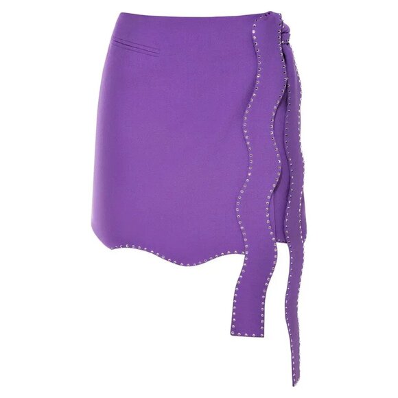 Nice! 🤩🤩 BNWT Mach & Mach Wavy Crystal Wool Mini Skirt in Light Purple - Picture 2 of 11